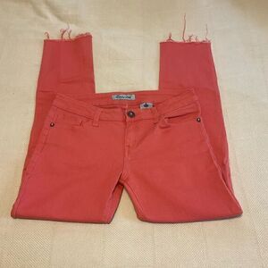 Emperial Premium Denim Low Rise Raw Hem Jeans, 11  Kids- fits a 2 woman, Salmon